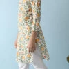 White With Green Floral Printed Cotton Kurta Pyjama Leisure Wear