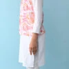White With Pink Floral Printed Cotton Kurta Pyjama Leisure Wear