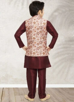 Wine Art Banarasi Silk Bandi Set Party Wear -C Bazaar Shop wine art banarasi silk bandi set kdbmsc208 b