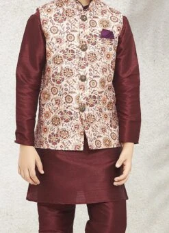 Wine Art Banarasi Silk Bandi Set Party Wear