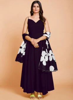 Wine Faux Georgette Digital Print Duppata Gown After Six Wear 6 Wine Faux Georgette Digital Print Duppata Gown After Six Wear -C Bazaar Shop wine faux georgette digital print duppata gown bgwrsak4724w243 u