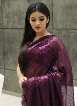 Wine Lycra Sequins Saree Party Wear 7 Wine Lycra Sequins Saree Party Wear -C Bazaar Shop wine lycra sequins sari sauhoa025 b