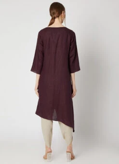 Wine Rayon Slub Kurta Set Work Wear -C Bazaar Shop wine rayon slub kurta set krsdvcsvts25 b