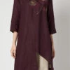 Wine Rayon Slub Kurta Set Work Wear