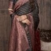 Woven Jacquard Work Black Color Banarasi Silk Saree Festive Wear