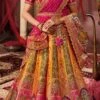 Yellow Art Silk Banarasi Stone Work Umbrella Lehenga Wedding Wear