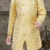 Yellow Art Silk Jacquard Indowestern Sherwani Party Wear