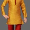 Yellow Art Silk Jacquard Kurta Pyjama Festive Wear