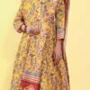 Yellow Art Silk Printed Gown After Six Wear