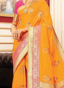 Yellow Art Silk Saree Festive Wear