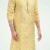 Yellow Banarasi Silk Jacquard Kurta Pyjama Party Wear
