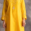 Yellow Chanderi Silk Embroidered Straight Pant Suit Party Wear