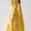 Yellow Chanderi Silk Foil Printed Work Anarkali Suit Wedding Wear