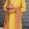 Yellow Cotton Kids Boys Indowestern Sherwani Festive Wear