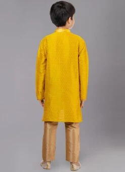 Yellow Cotton Kids Kurta Pyjama Festive Wear -C Bazaar Shop yellow cotton kids kurta pyjama kdbkvs801 b