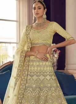 Yellow Crepe Embroidered N Stones A Line Lehenga Wedding Wear 7 Yellow Crepe Embroidered N Stones A Line Lehenga Wedding Wear -C Bazaar Shop yellow crepe embroidered n stones a line lehenga ghmkns9404 b