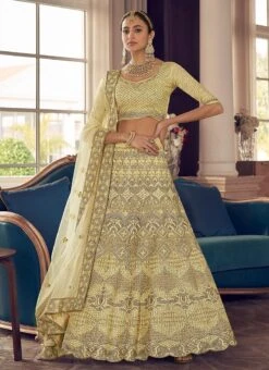 Yellow Crepe Embroidered N Stones A Line Lehenga Wedding Wear 6 Yellow Crepe Embroidered N Stones A Line Lehenga Wedding Wear -C Bazaar Shop yellow crepe embroidered n stones a line lehenga ghmkns9404 u
