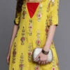 Yellow Embroidered Chinon Kurta Set Festive Wear