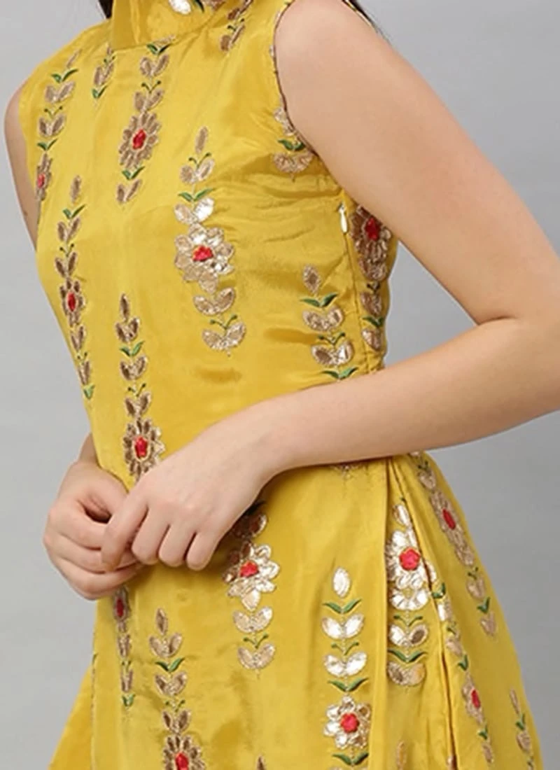 Yellow Embroidered Fabric Kurta Straight Pant Set Festive Wear 1 Yellow Embroidered Fabric Kurta Straight Pant Set Festive Wear