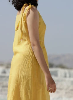 Yellow Embroidery Silk Dress Party Wear -C Bazaar Shop yellow embroidery silk dress drsbadjadrm04 l