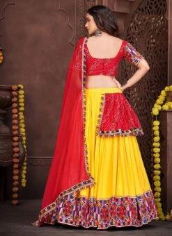 Yellow Rayon Bandhini Chaniya Choli Festive Wear -C Bazaar Shop yellow faux georgette bandhini chaniya choli ghsacw7520 b