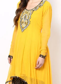 Yellow Georgette Asymmetrical Anarkali Suit