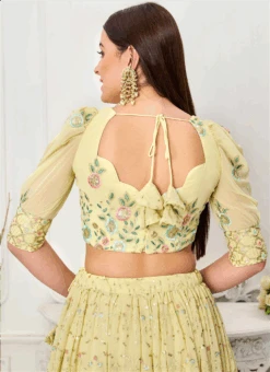 Yellow Georgette Embroidered Blouse Wedding Wear