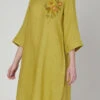 Yellow Green Linen Kurta Palazzo Set Work Wear
