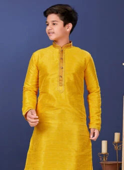 Yellow Mulberry Butti Silk Kurta Pyjama -C Bazaar Shop yellow mulberry butti silk kurta pyjama kdbsrk513 b