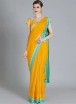 Yellow N Turquoise Contrast Half N Half Saree Festive Wear -C Bazaar Shop yellow n turquoise contrast half n half saree SABS01910284 u