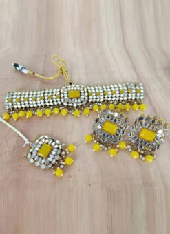 Yellow Necklace Set Party Wear 5 Yellow Necklace Set Party Wear -C Bazaar Shop yellow necklace set jynsmkns15950c b