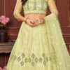 Yellow Net Embroidered Umbrella Lehenga Party Wear