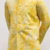 Yellow Pure Bam Silk Printed Jacket