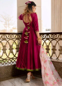 Magenta Pure Cotton Gota Patti Work Anarkai Suit Party Wear 7 Magenta Pure Cotton Gota Patti Work Anarkai Suit Party Wear -C Bazaar Shop yellow pure cotton gota patti work anarkai suit sljpjhc1 b