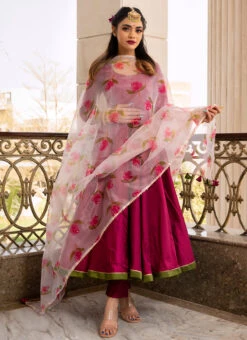 Magenta Pure Cotton Gota Patti Work Anarkai Suit Party Wear 6 Magenta Pure Cotton Gota Patti Work Anarkai Suit Party Wear -C Bazaar Shop yellow pure cotton gota patti work anarkai suit sljpjhc1 u