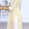Yellow Pure Cotton Hand Block Printed Kurta Semi Palazzo Set After Six Wear