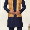 Yellow Rayon Digital Printed Nehru Jacket