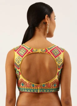 Yellow Silk Embroidery Work Blouse Party Wear -C Bazaar Shop yellow silk embroidery work blouse blspfb166y b