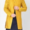 Yellow Textured Dupion Silk Nehru Jacket