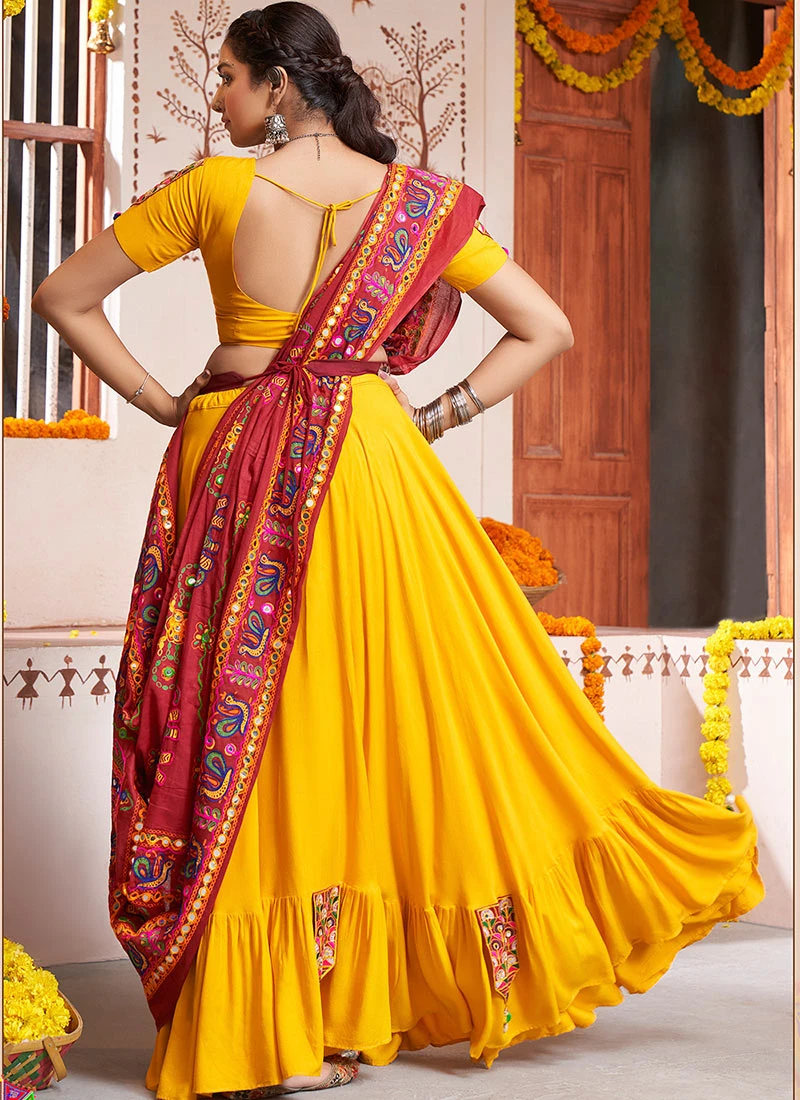 Yellow Viscose Kutch Work Chaniya Choli Festive Wear 4 Yellow Viscose Kutch Work Chaniya Choli Festive Wear - Image 4