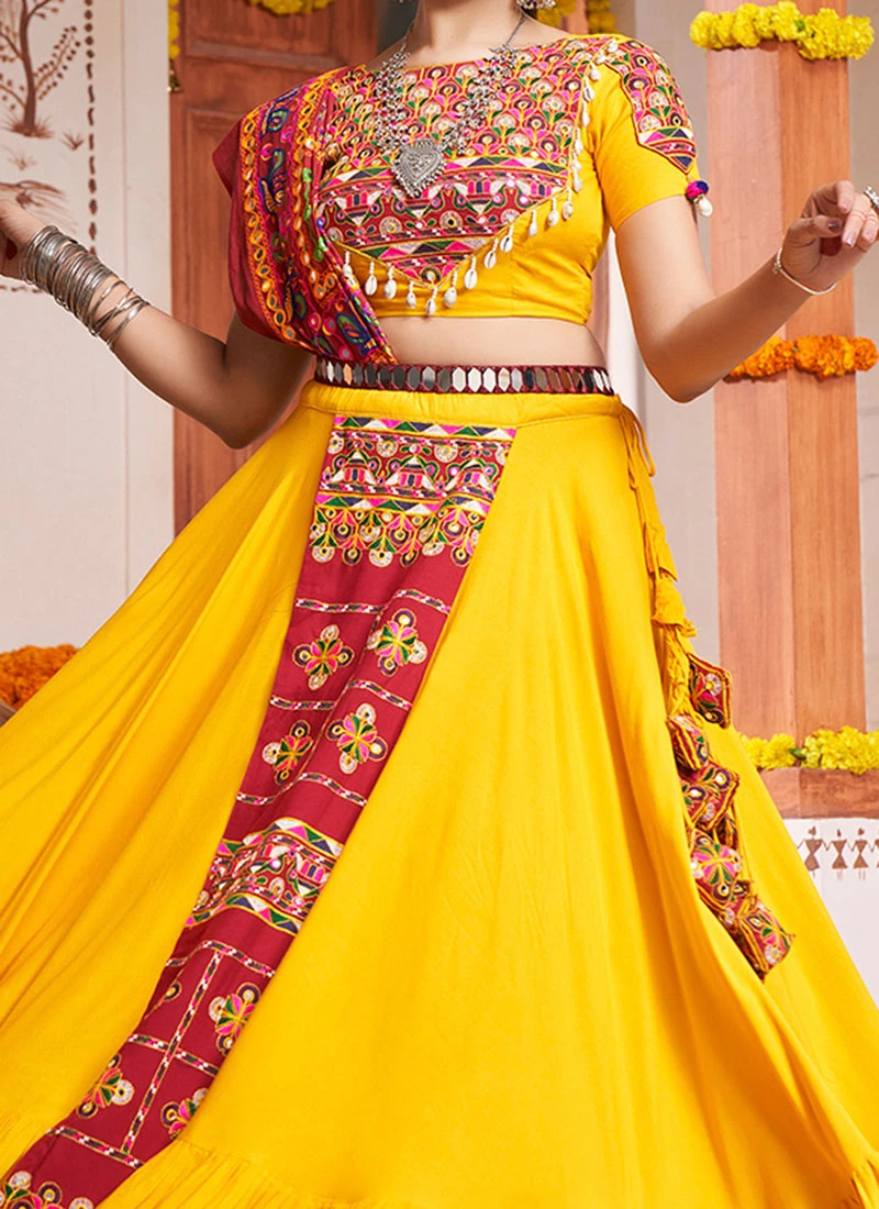 Yellow Viscose Kutch Work Chaniya Choli Festive Wear 1 Yellow Viscose Kutch Work Chaniya Choli Festive Wear