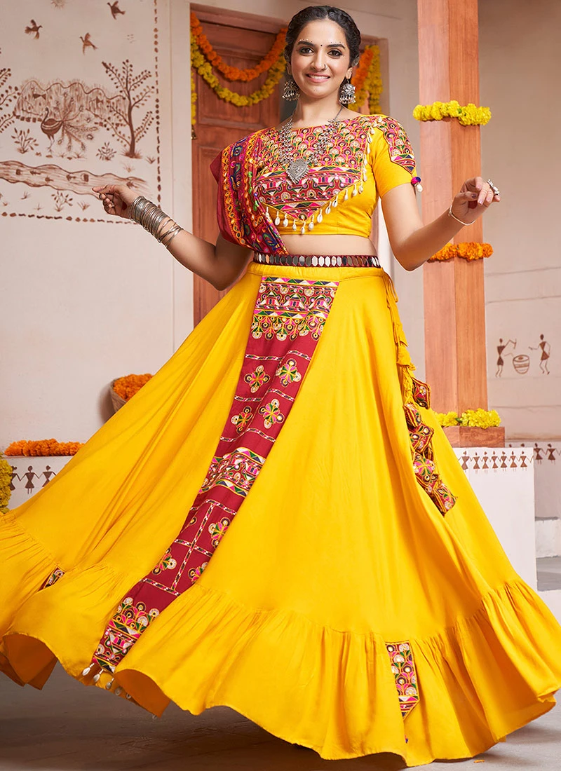 Yellow Viscose Kutch Work Chaniya Choli Festive Wear 3 Yellow Viscose Kutch Work Chaniya Choli Festive Wear - Image 3