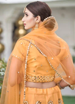 Yellow Wedding Shantoon Umbrella Lehenga Wedding Wear -C Bazaar Shop yellow wedding shantoon umbrella lehenga ghsak1015 b