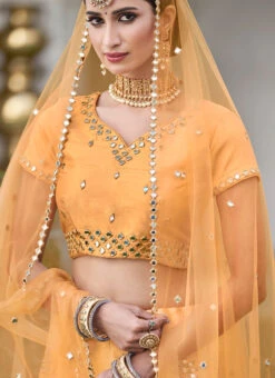 Yellow Wedding Shantoon Umbrella Lehenga Wedding Wear