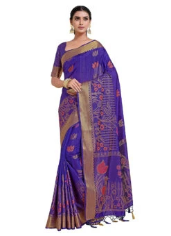 Zari Royal Blue Kanjeevaram Silk Saree Festive Wear 6 Zari Royal Blue Kanjeevaram Silk Saree Festive Wear -C Bazaar Shop zari royal blue kanjeevaram silk saree sadsf6850 u