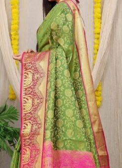 Zari Weaving Green Color Patola Silk Saree Festive Wear