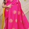 Zari Weaving Work Dark Pink Color Soft Patola Silk Saree Festive Wear