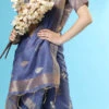 Zari Woven Handloom Silk Blue Color Saree Festive Wear